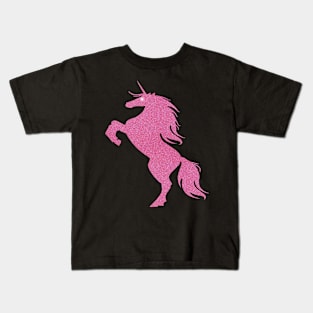 Pink Faux Glitter Magical Rearing Unicorn Kids T-Shirt